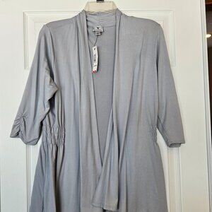 Worthington Gray Open Front Cardigan w/ Cinched Waist – NWT – Large